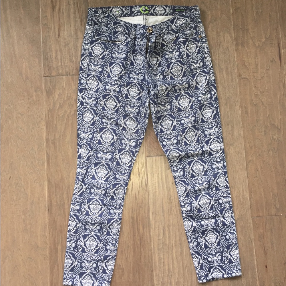 Printed skinny Capri, size 28.